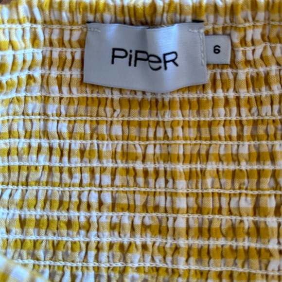 Piper Pleated Bodice Organic Cotton Mini Dress in Mustard Gingham - Picture 8 of 8